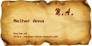 Melher Anna névjegykártya